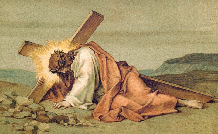 Gesù carico della croce sulla via del Calvario